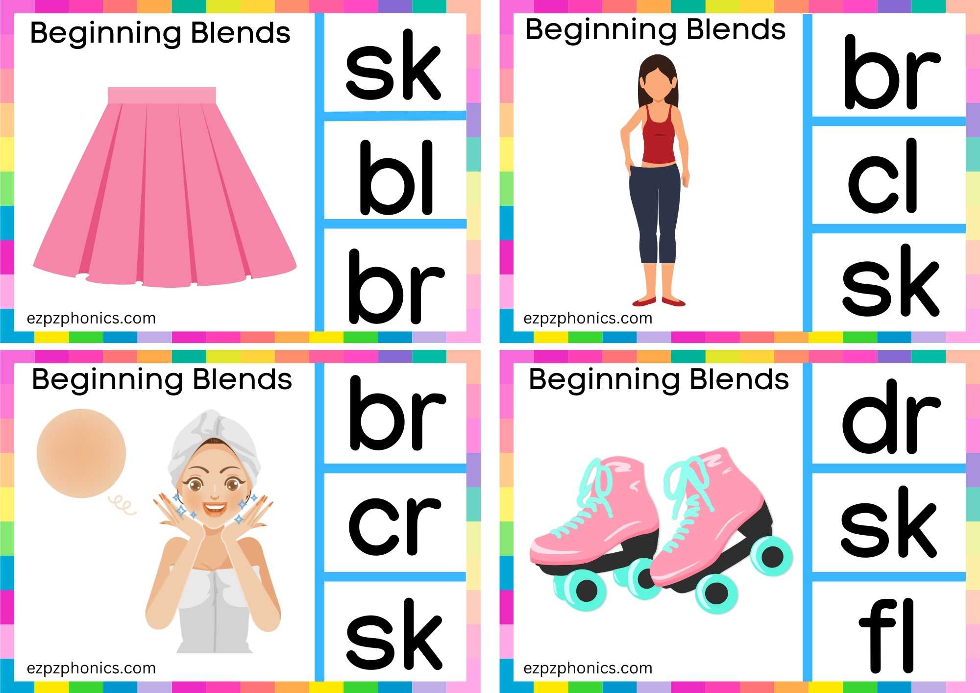 SK Beginning Blends Clip Cards Look At The Images And Clip The Correct Letters Set 1